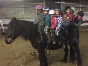 8 enfants sur un poney - Club hippique du Gévaudan